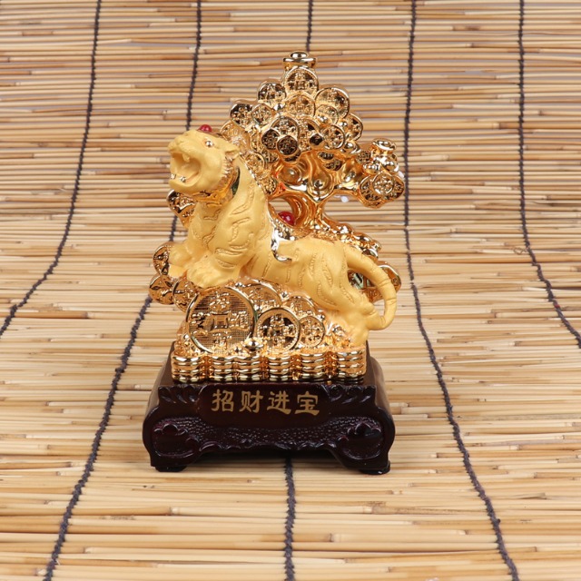 황금 나무 복 호랑이 인형 소 인테리어 장식 소품