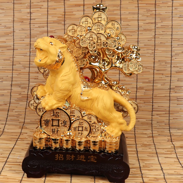 황금 나무 복 호랑이 인형 특대 인테리어 장식 소품