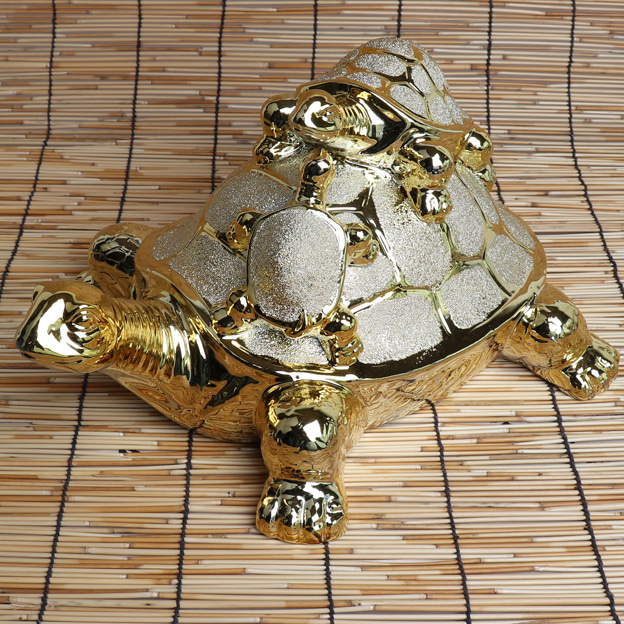 금 등에 탄 거북이 가족 인테리어 장식 인형 소품