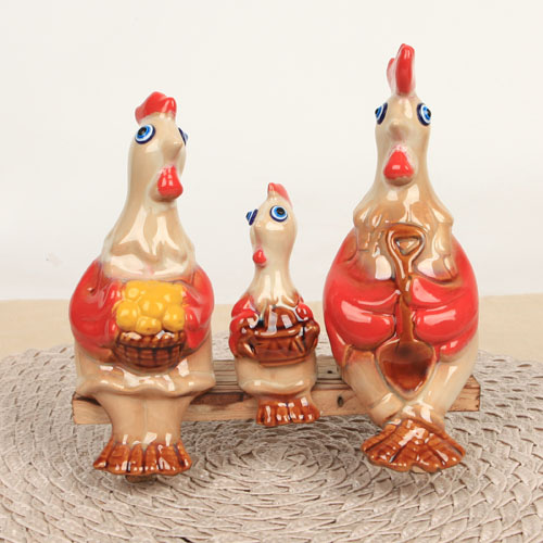 행복한 붉은 닭 가족 소품 인형