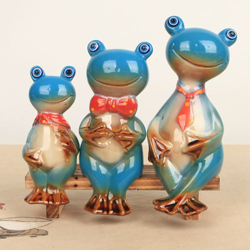 정다운 블루 개구리 가족 소품 인형