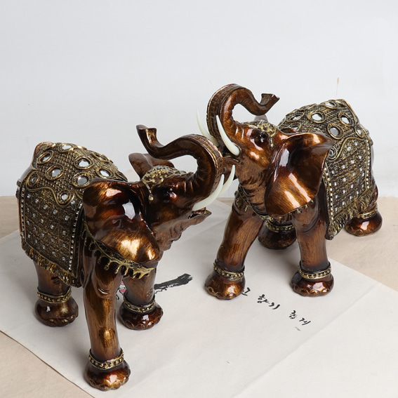 황실 코끼리 한쌍 소품 인형 -대