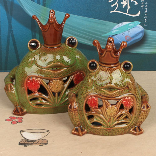 왕관 개구리 인형 한쌍 캔들 –장식 인테리어 소품