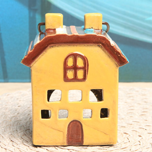 유럽풍 노랑 굴뚝 집 모양 캔들8 –인테리어 소품