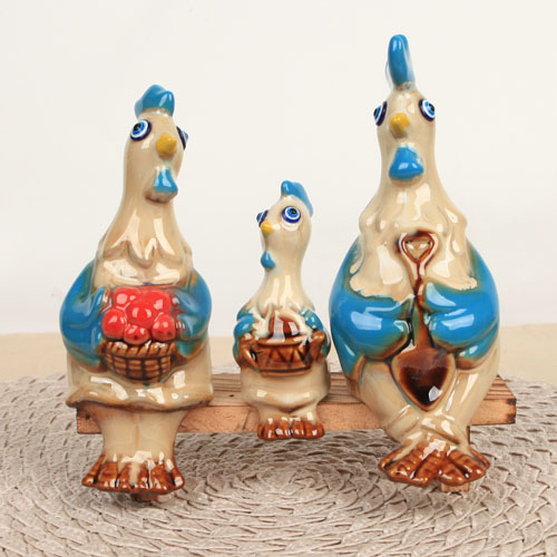 행복한 푸른 닭 가족 소품 인형